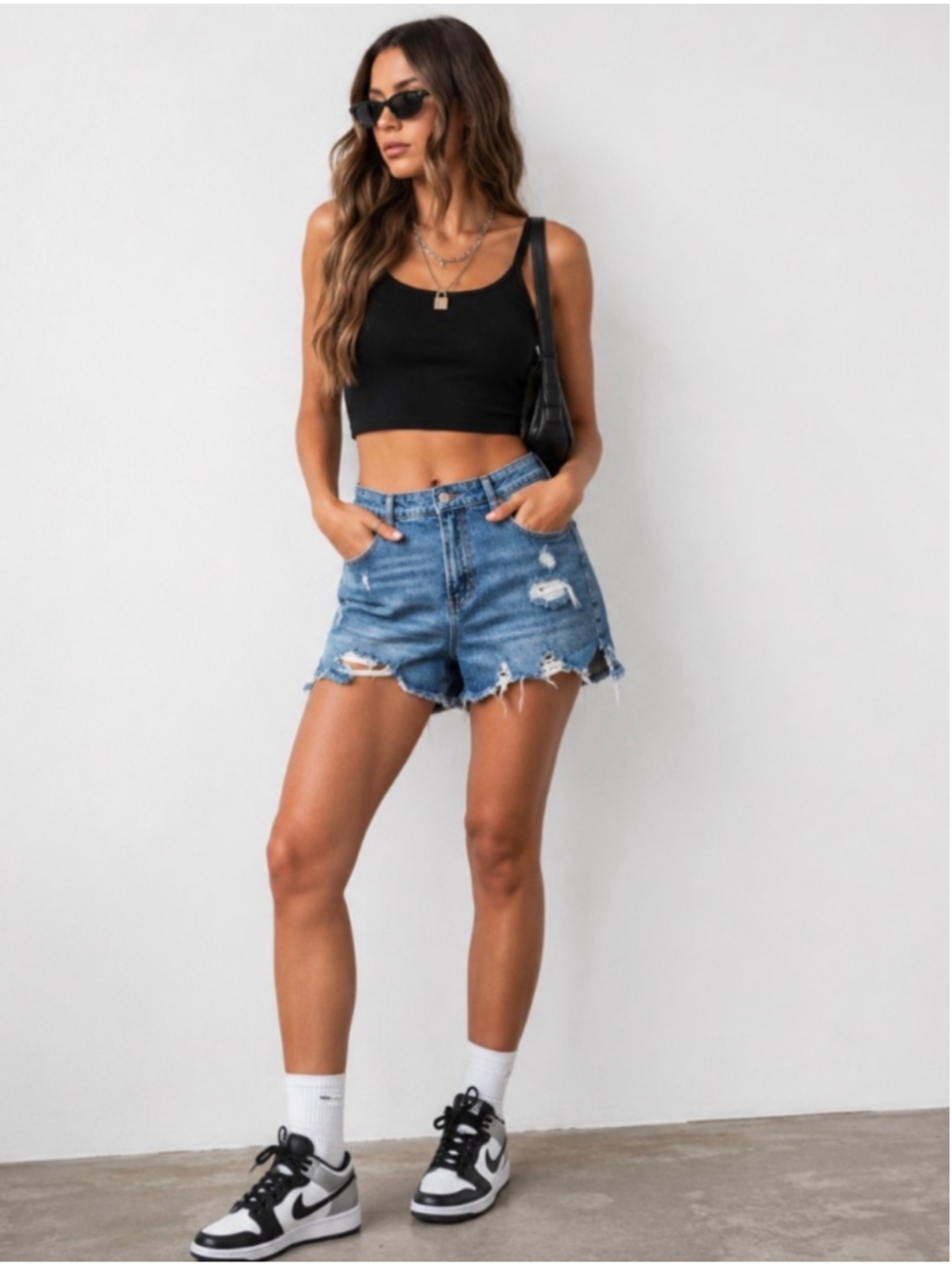 Old Navy O.G. Straight High Rise Destroyed Jean Shorts 16